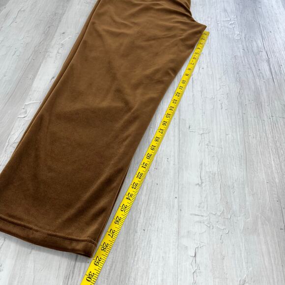 Blair Boutique Mid Rise Wide Leg Brown Velour Soft Cozy Pockets Pants Large - Picture 8 of 9